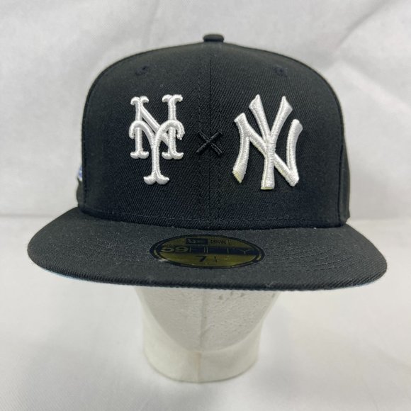 New Era 59Fifty MET x YANKEES 2000 SUBWAY SERIES PATCH Fitted Hat 7 1/4" Blue UV - Picture 1 of 5